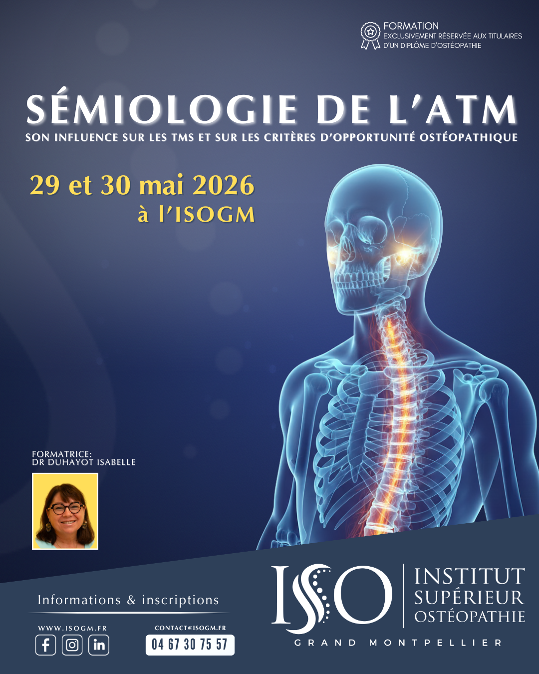 Sémiologie de l'ATM et troubles musculosquelettiques formation ISOGM