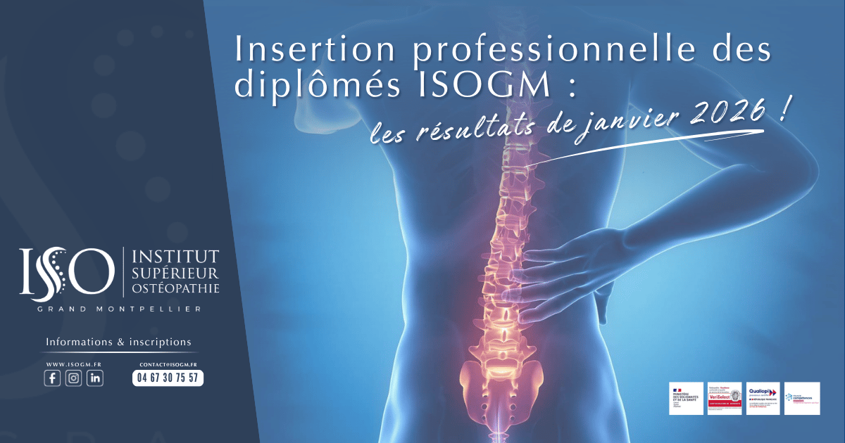 Enquête d'insertion professionnelle janvier 2026 des diplômés ostéopathes ISOGM